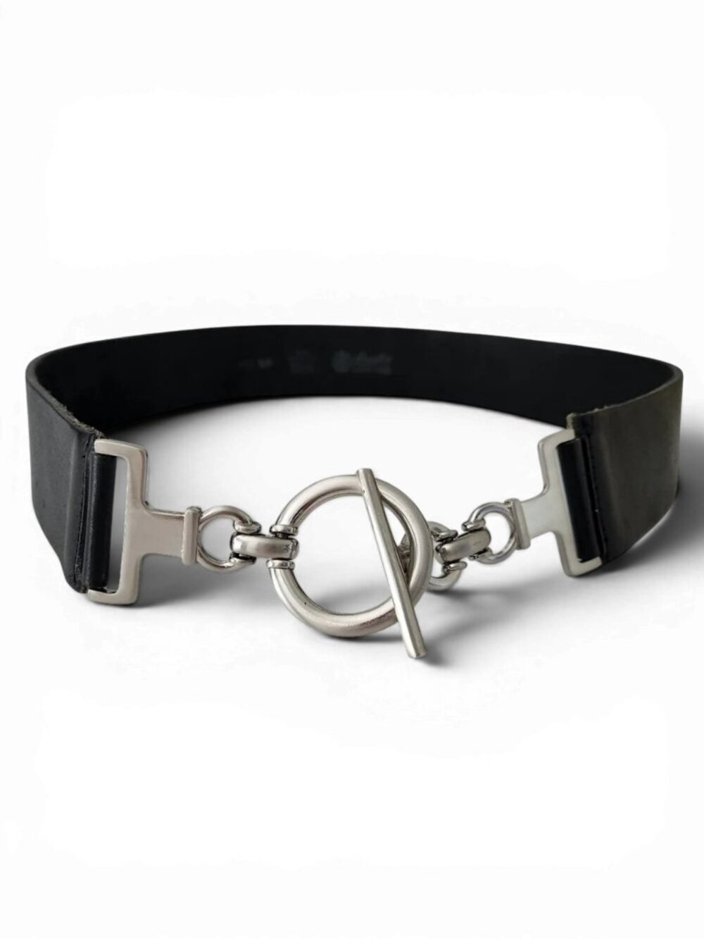 LANDES – Black Genuine Leather Toggle Clasp Waist Belt s